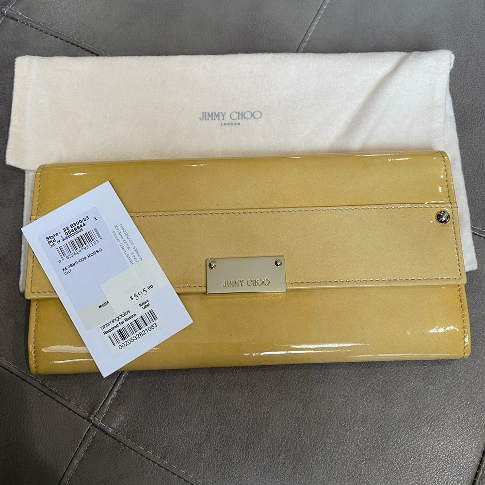 Jimmy Choo Patent Leather Clutch in Beige